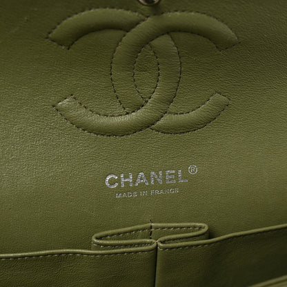 Chanel Striated Patent Quilted Medium Double Flap Green 6 of 10