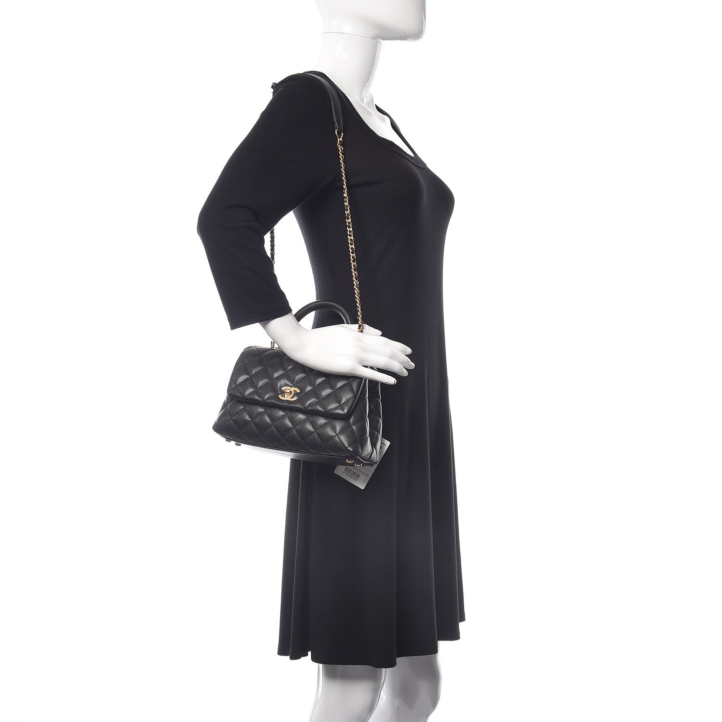 Caviar Quilted Mini Coco Handle Flap Black