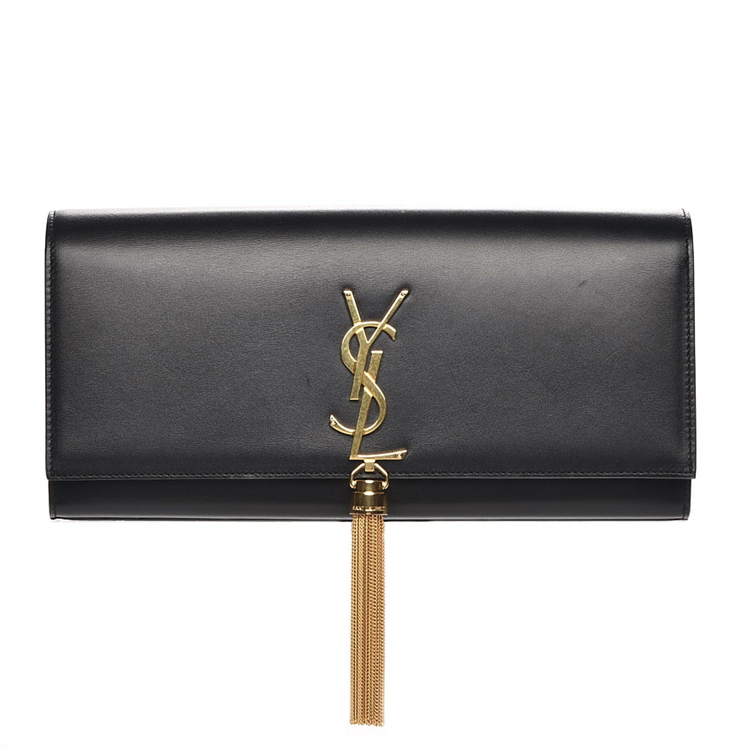 Saint Laurent Calfskin Classic Monogram Tassel Clutch Black 1 of 6