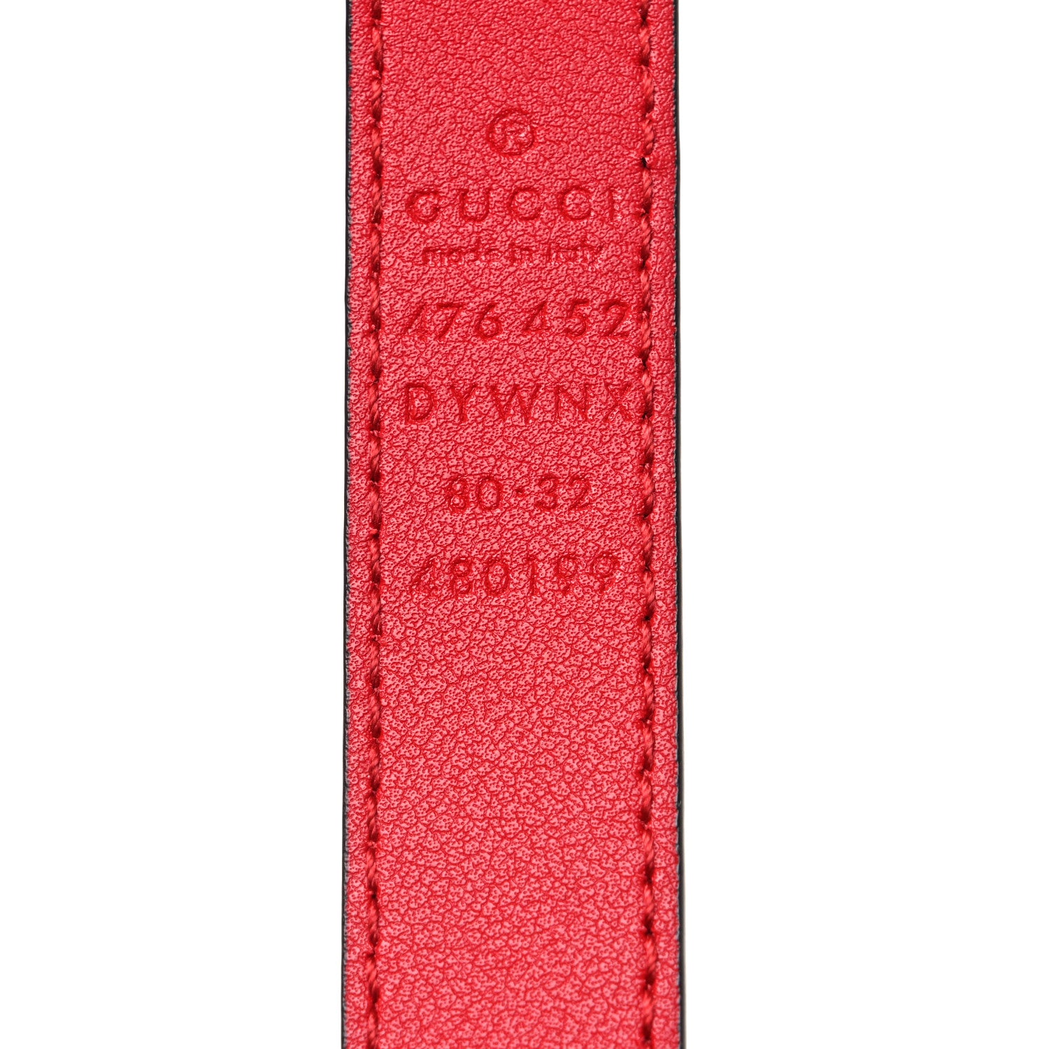 Gucci Calfskin Queen Margaret Bee Belt 80 32 Red 5 of 5