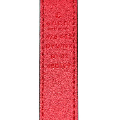 Gucci Calfskin Queen Margaret Bee Belt 80 32 Red 5 of 5