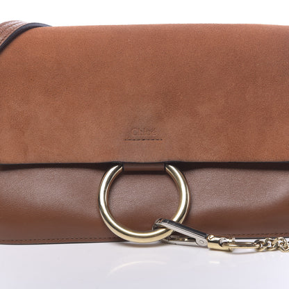 Chloe Suede Calfskin Small Faye Shoulder Bag Tobacco 10 of 14