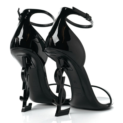 Saint Laurent Patent Calfskin Opyum 110 Sandals 38 Black 4 of 10
