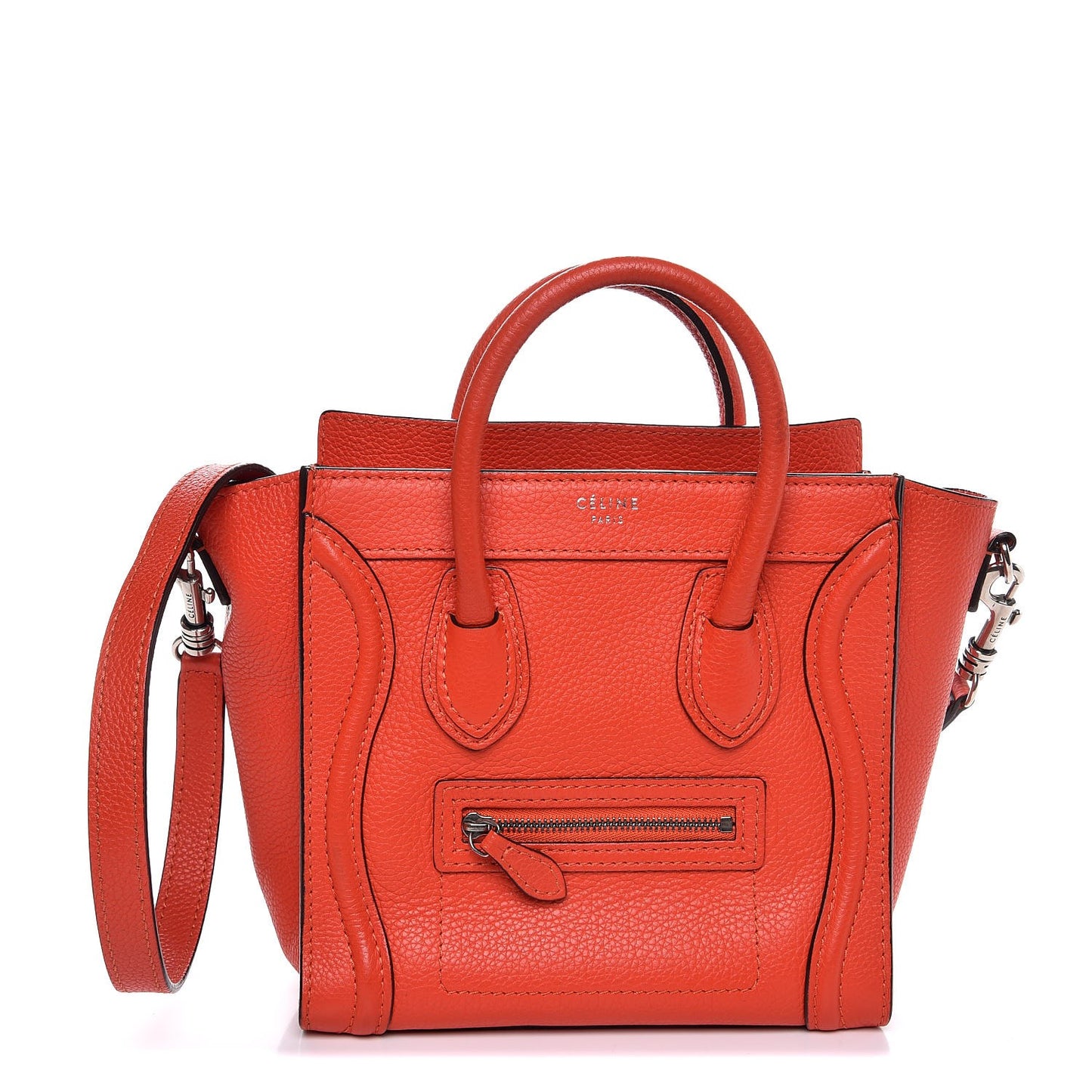 Drummed Calfskin Nano Luggage Vermillion