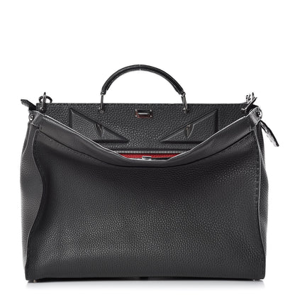 Fendi Cuoio Romano Selleria Monster Eyes Large Peekaboo Iconic Fit Satchel Asfalto 1 of 16