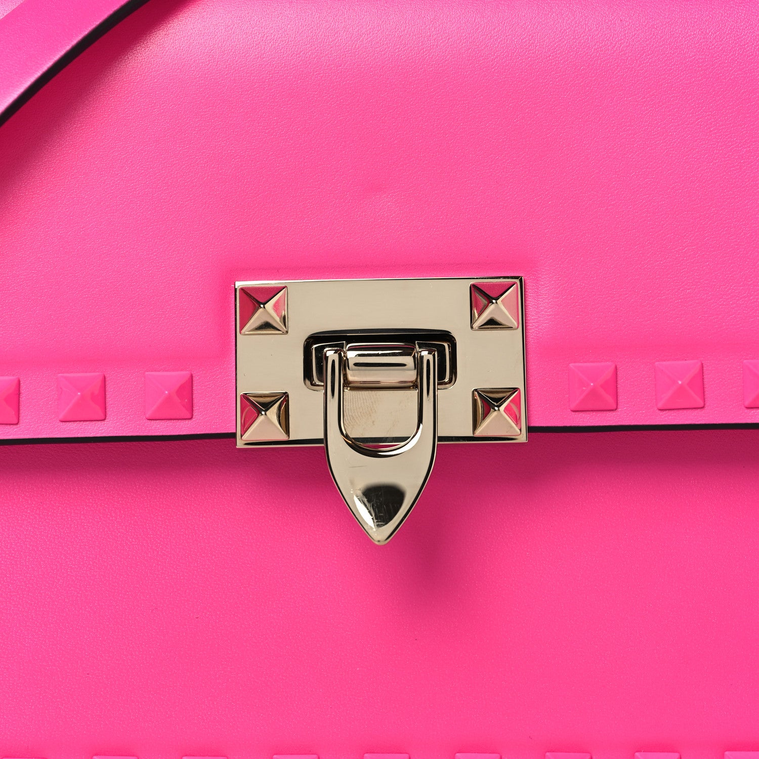 Valentino Garavani Smooth Calfskin Enamel Tonal Rockstud23 Shoulder Bag Pink PP 7 of 9