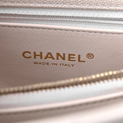 Chanel Caviar Lizard Quilted Small Coco Handle Flap White Beige 6 of 9