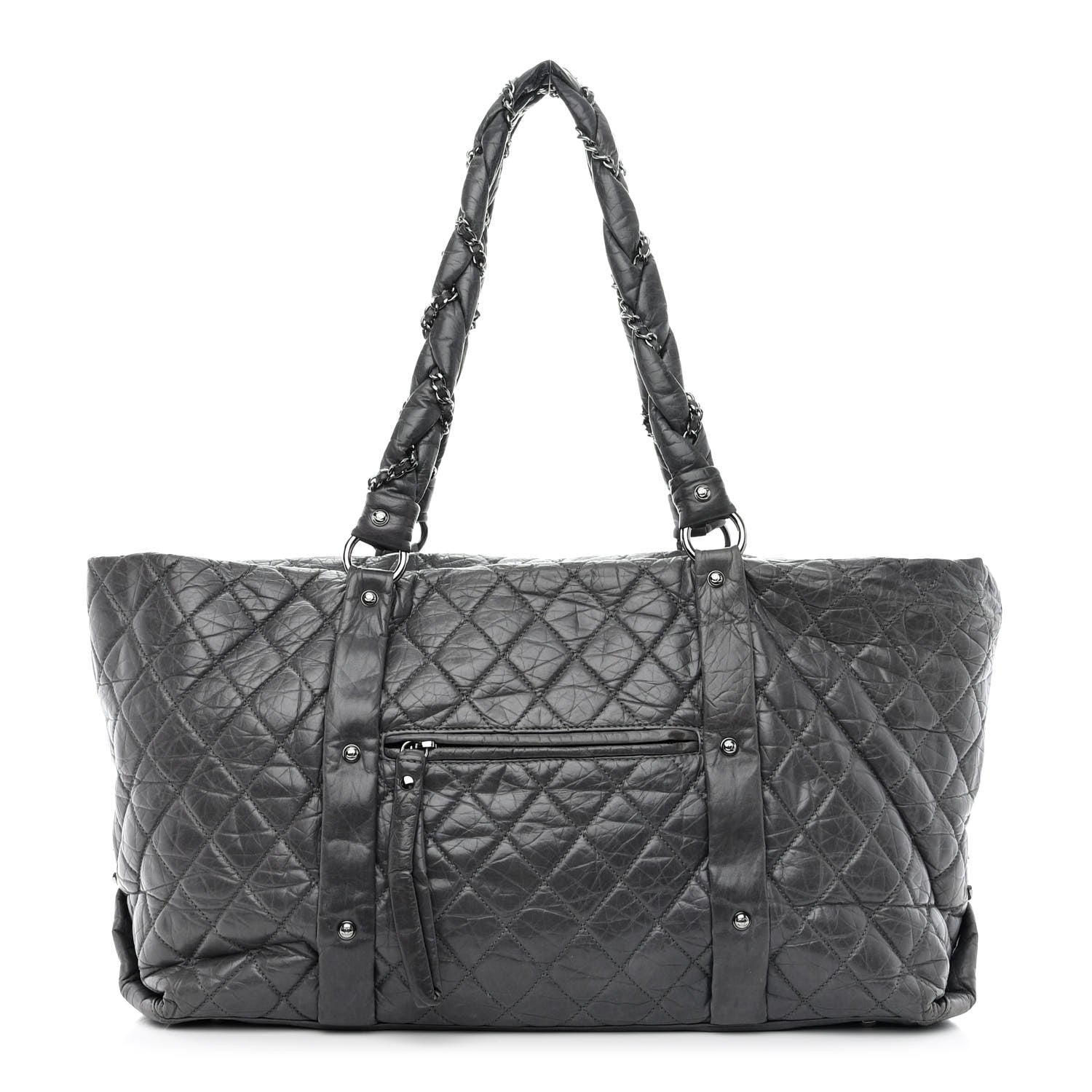 Chanel Aged Calfskin Vintage Ligne XL Lady Braid Tote Grey 1 of 10