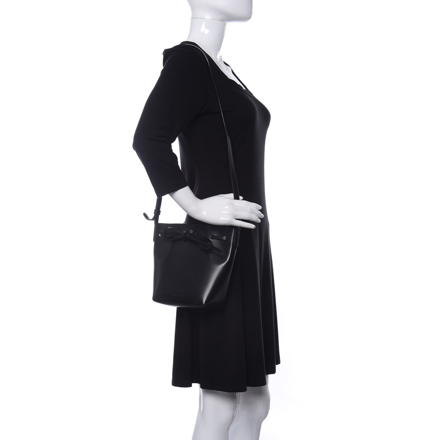 Calfskin Mini Mini Bucket Bag Black Argento