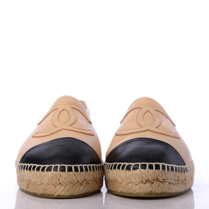 Chanel Lambskin CC Espadrilles 38 Beige Black 2 of 9