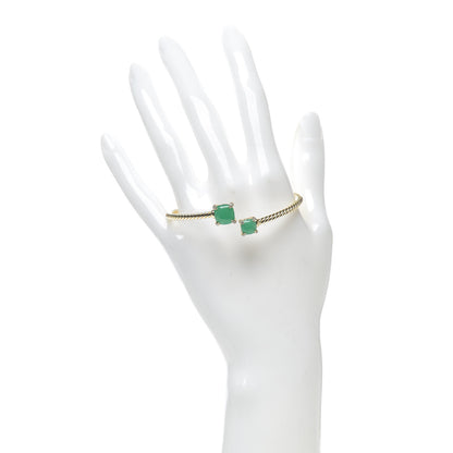 David Yurman 18K Yellow Gold Diamond Chrysoprase Chatelaine Bypass Bracelet 2 of 5