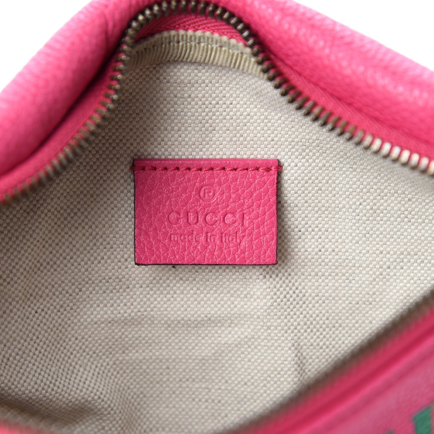 Grained Calfskin Small Logo Belt Bag Box Pink Green
