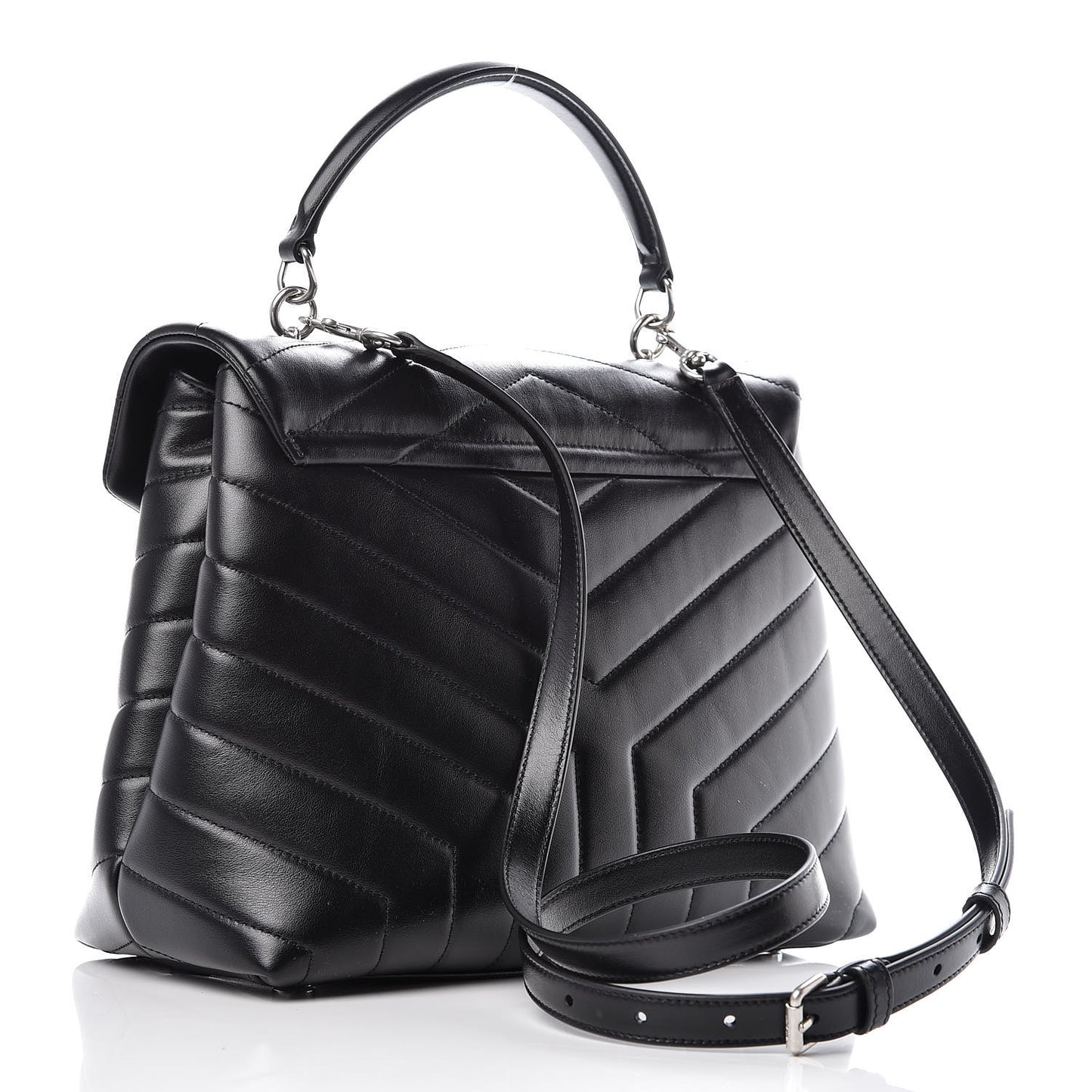 Calfskin Y Quilted Monogram Medium Loulou Satchel Black