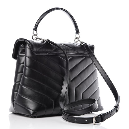 Saint Laurent Calfskin Y Quilted Monogram Medium Loulou Satchel Black 4 of 10