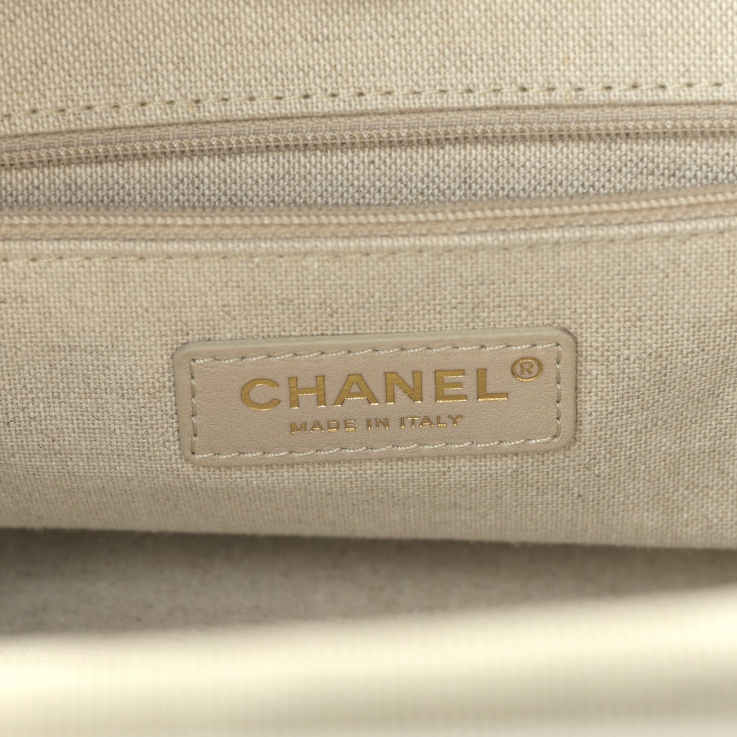 Mixed Fibers Calfskin Small Deauville Tote Light Grey