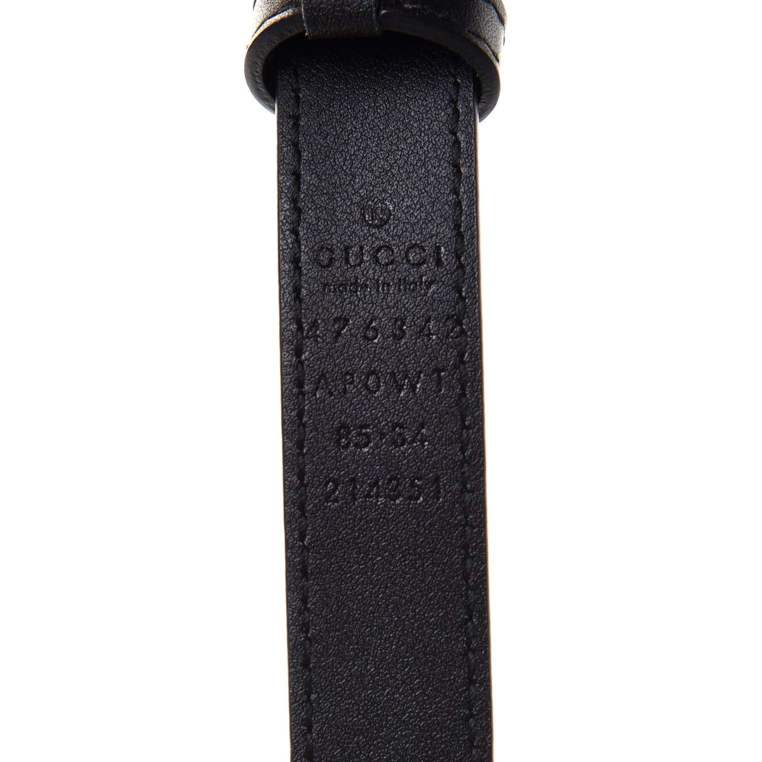 Gucci Calfskin Pearl Double G 20mm Belt 85 34 Black Cream 3 of 4