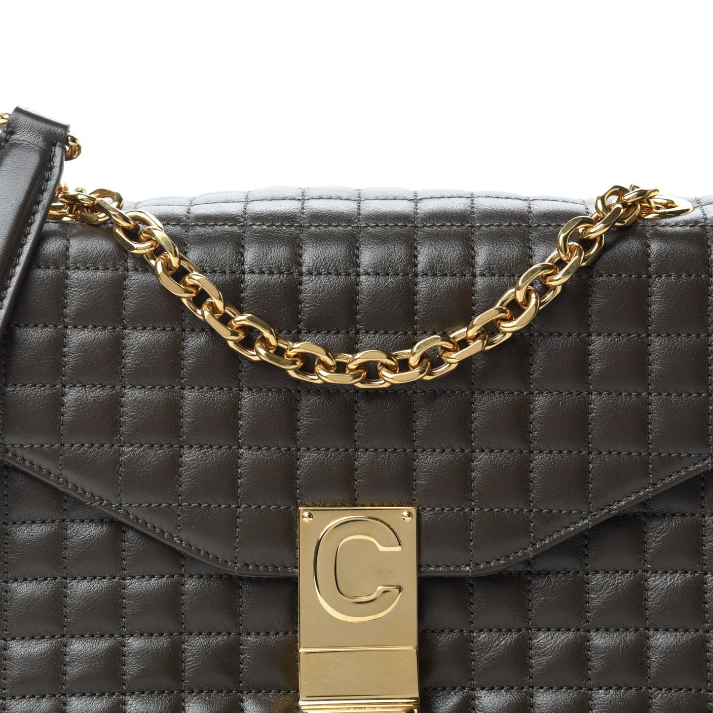 Calfskin Quilted Medium C Bag Dark Brown