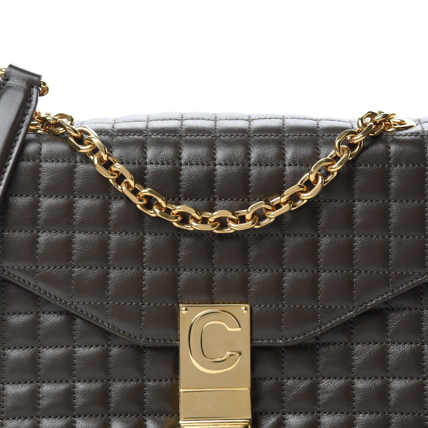Celine Calfskin Quilted Medium C Bag Dark Brown 12 of 12