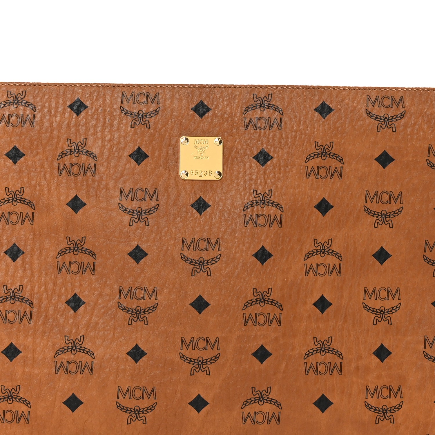 MCM Visetos Large Zip Pouch Cognac 8 of 10