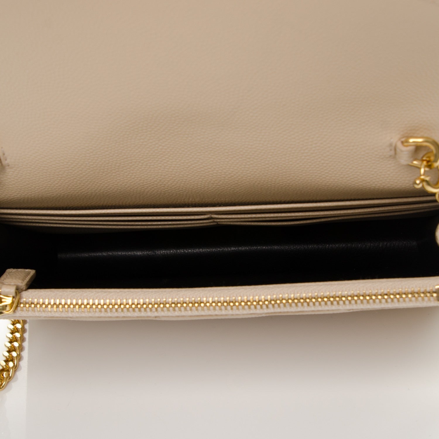 Saint Laurent Grain De Poudre Matelasse Chevron Monogram Envelope Chain Wallet Nude Powder 5 of 7