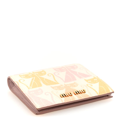 Miu Miu Goatskin Madras Cats Wallet White Multicolor 4 of 7