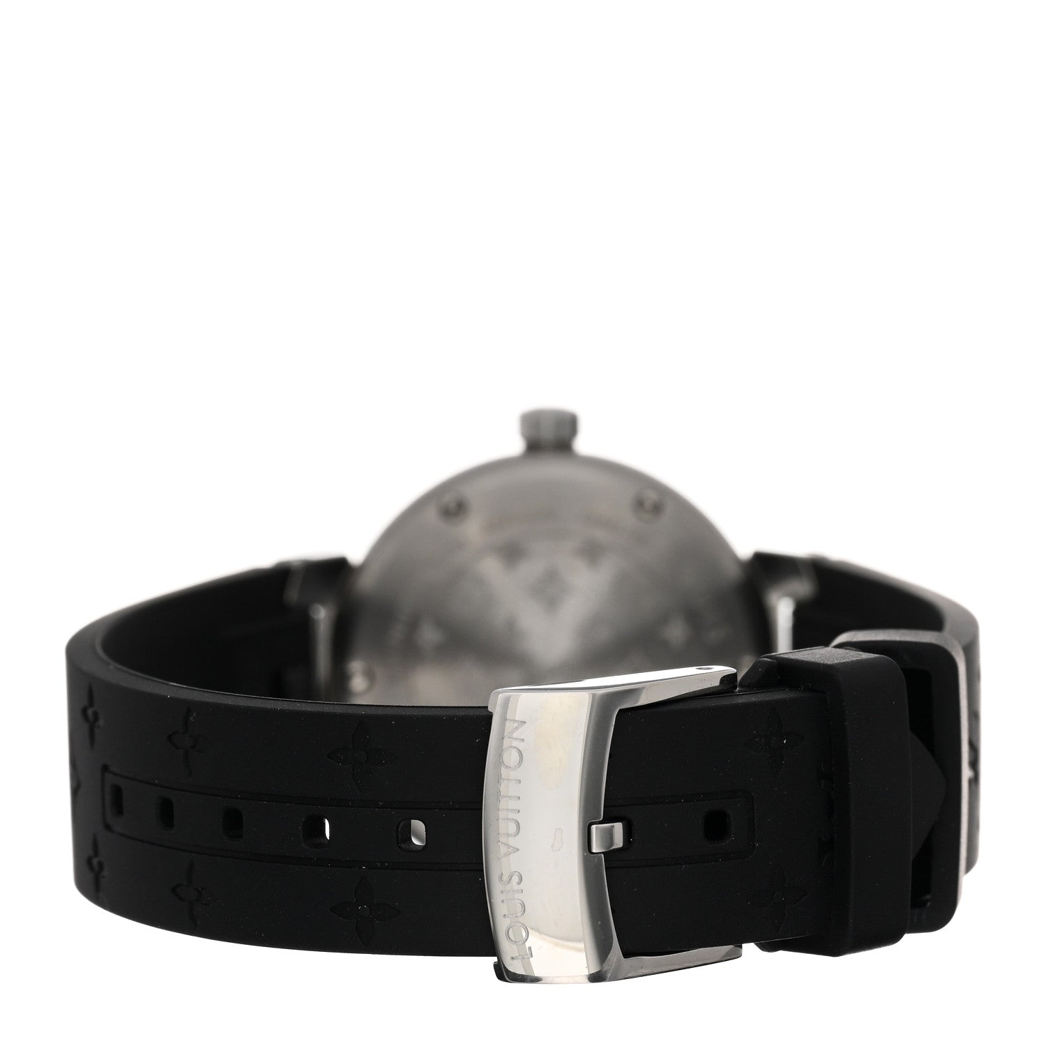 Louis Vuitton Stainless Steel Rubber 28mm Tambour Quartz Watch Brown 3 of 5