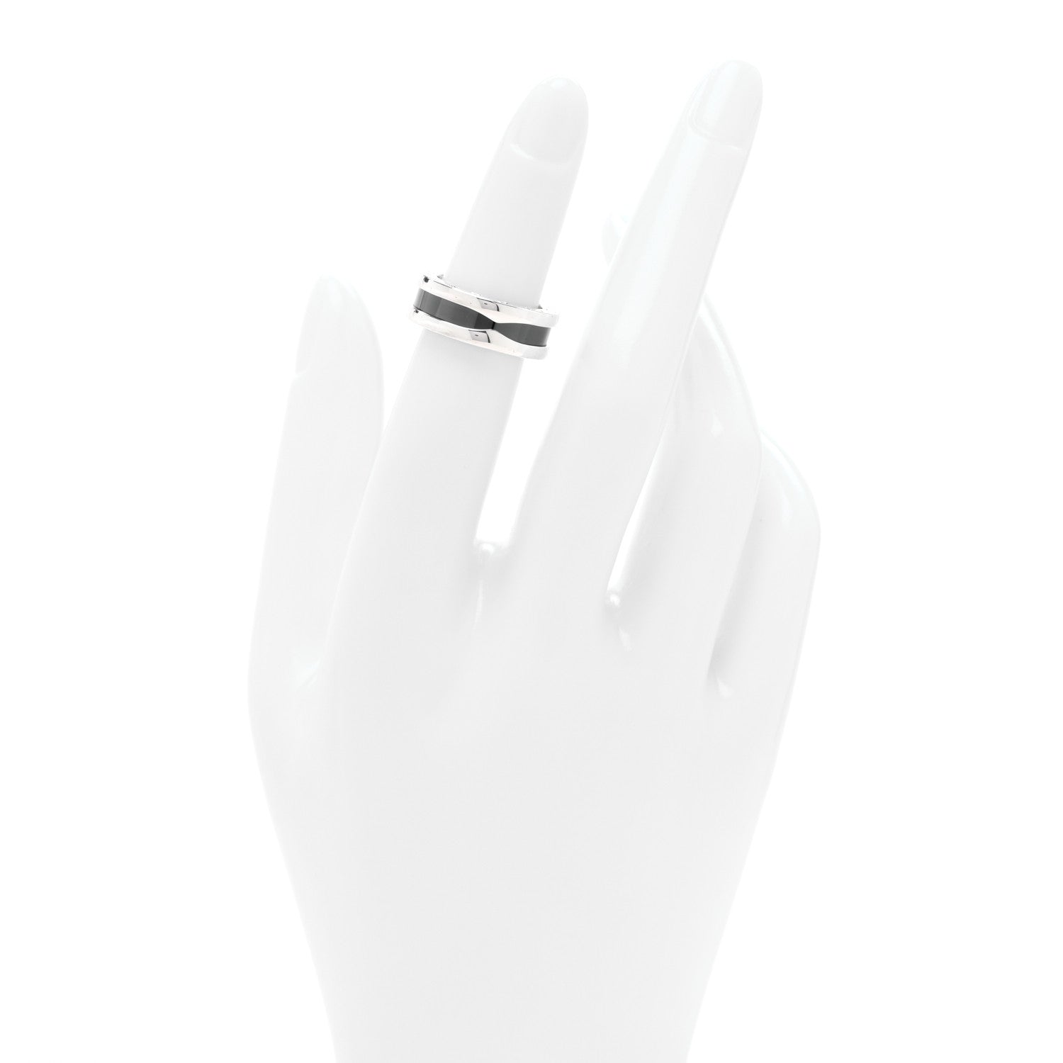 Bulgari Sterling Silver Ceramic Save The Children One-Band Ring 47 4 2 of 6