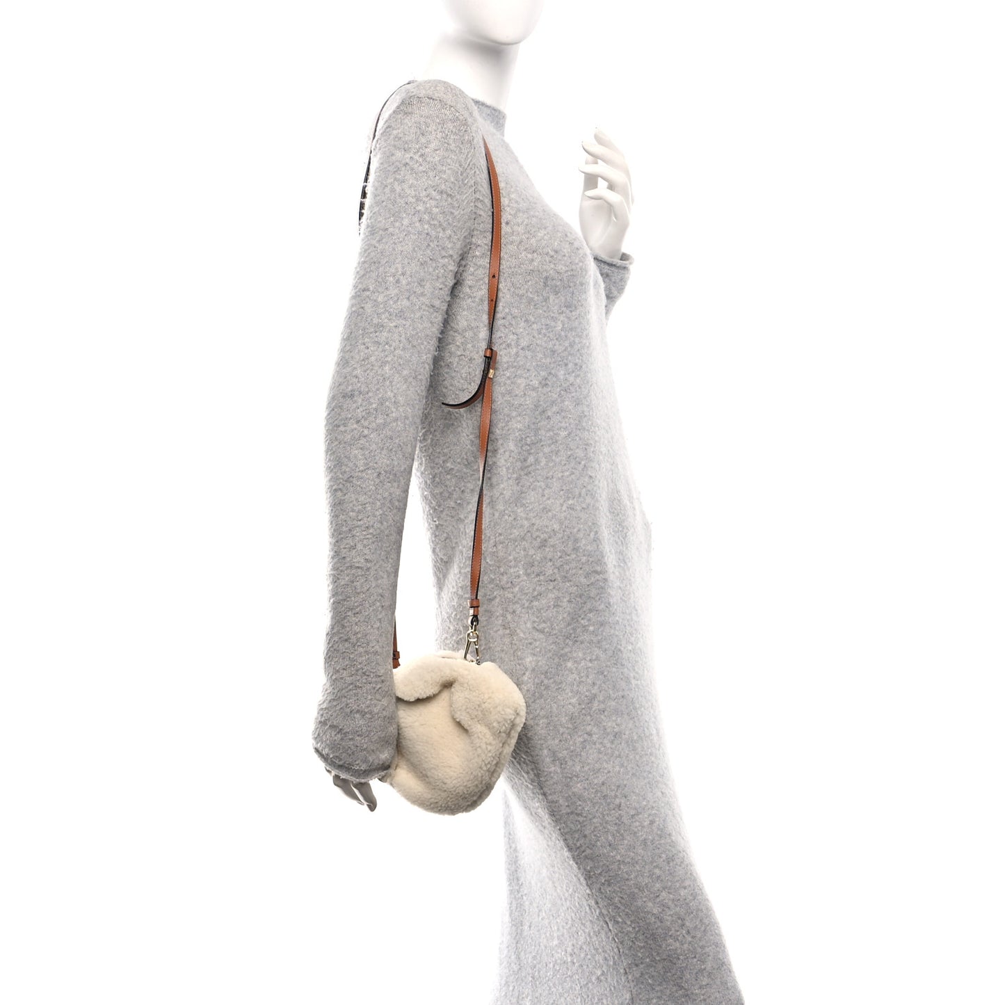 Shearling Mini Bunny Crossbody Bag Natural