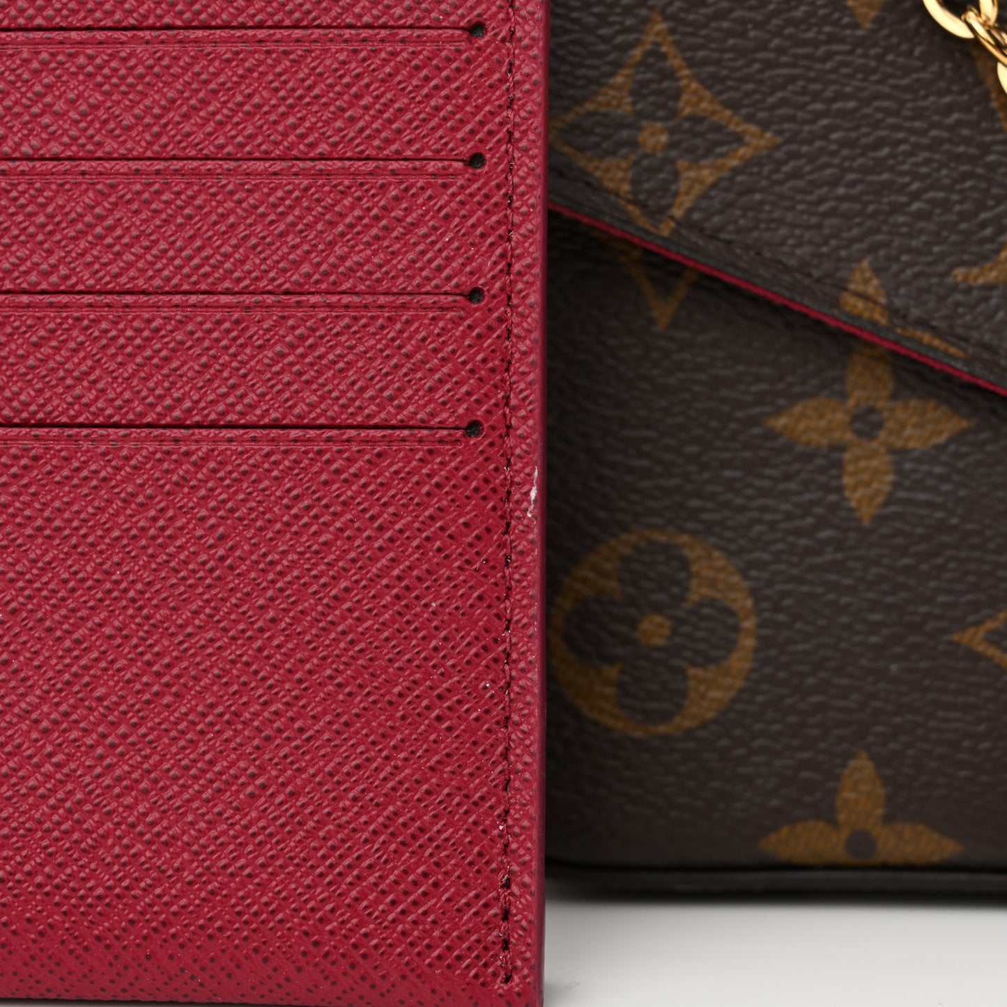 Monogram Pochette Felicie Chain Wallet Fuchsia