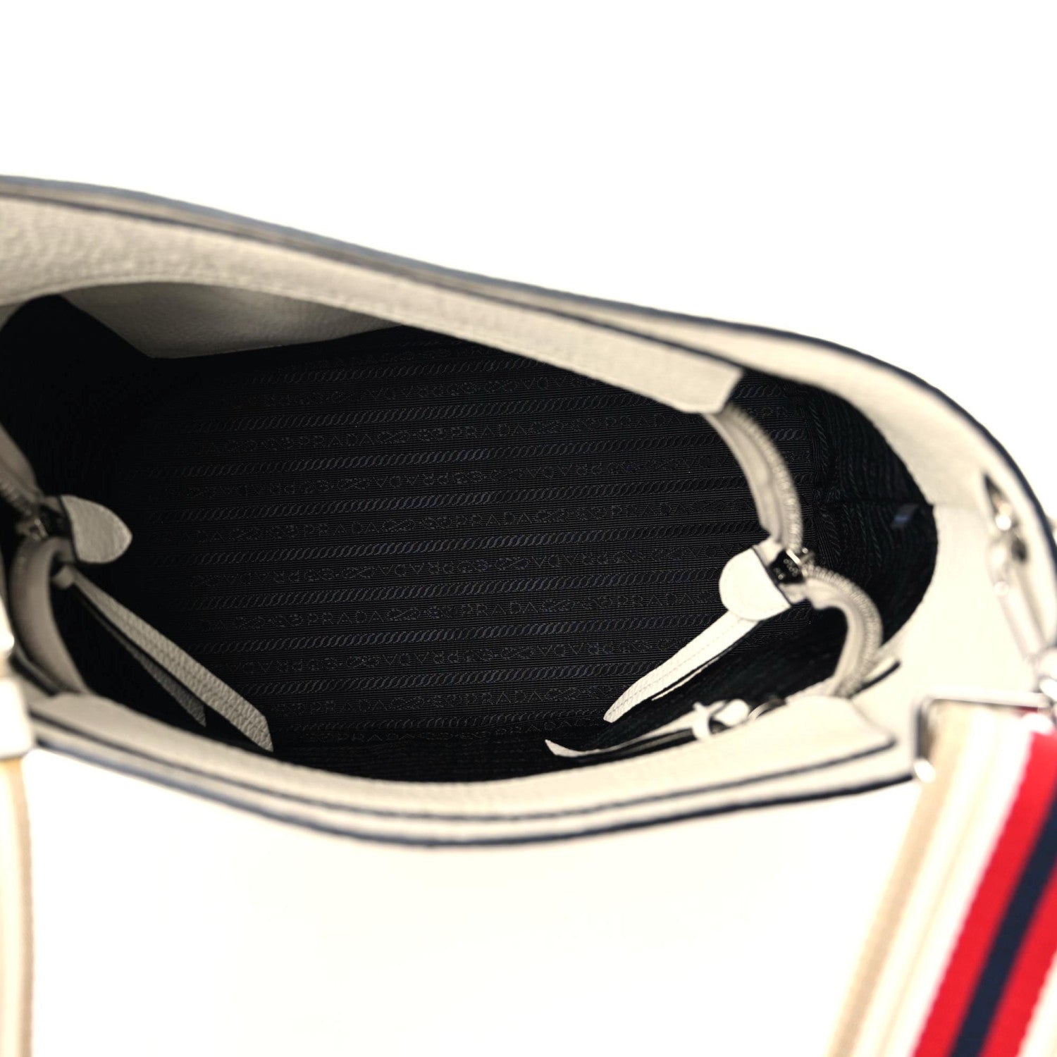 Prada Vitello Phenix Logo Hobo White 6 of 8