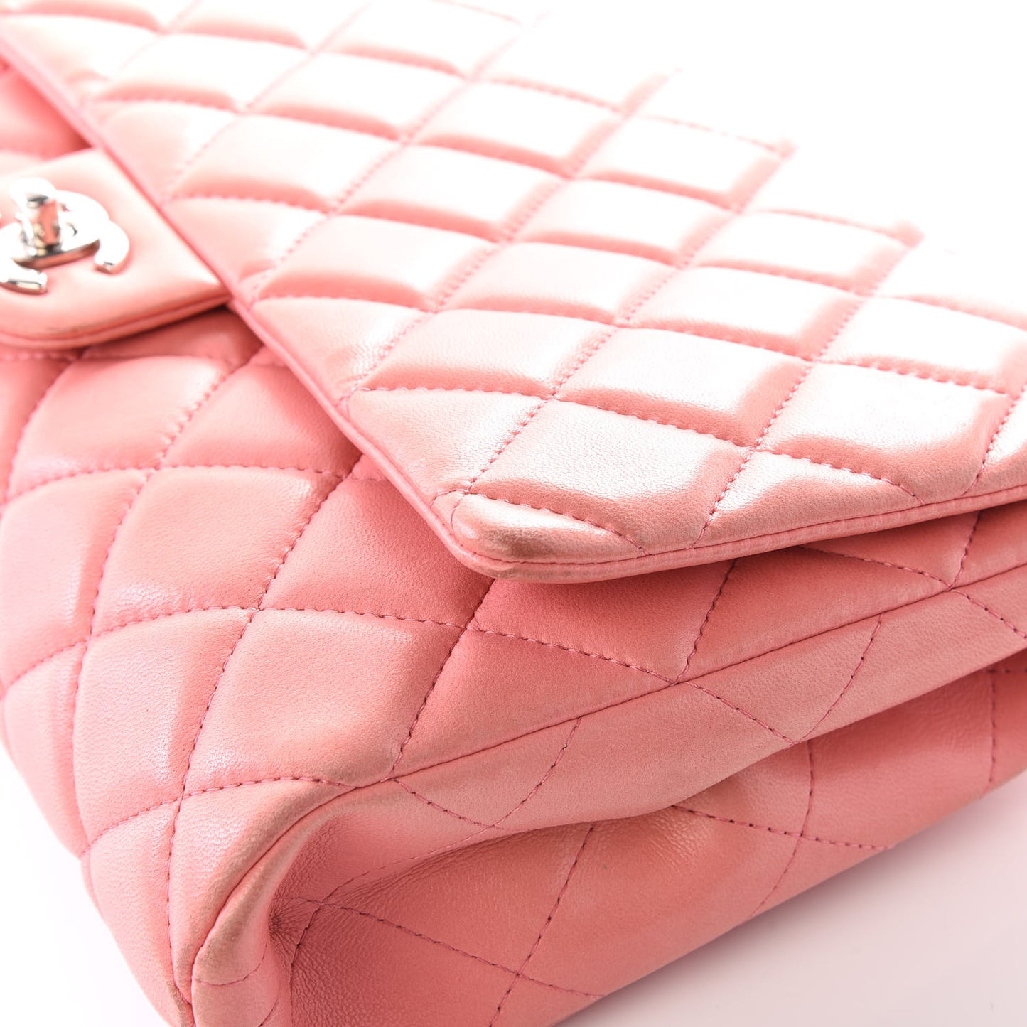 Lambskin Quilted Clutch With Chain Flap Pink