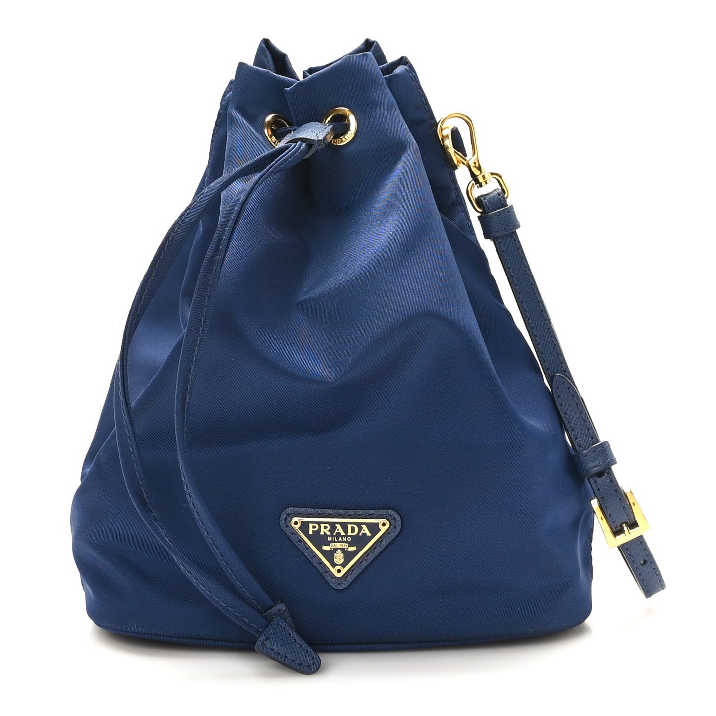 Saffiano Tessuto Nylon Bucket Wristlet Royal