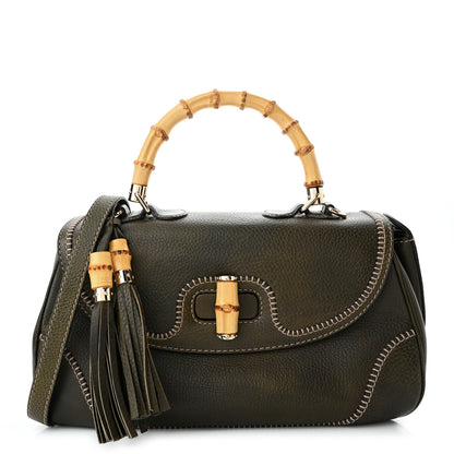 Gucci Calfskin Large New Bamboo Top Handle Bag Olive Green 1 of 11