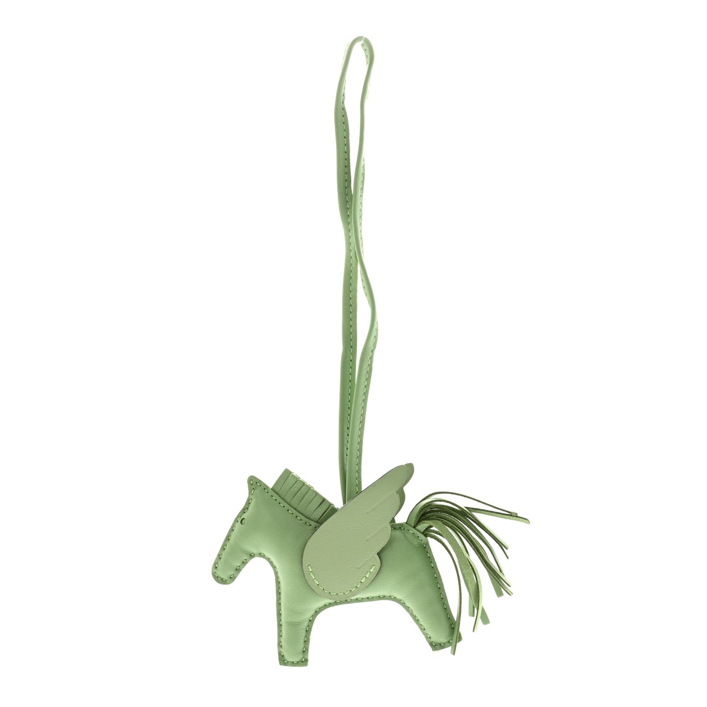 Milo Lambskin Grigri Rodeo Pegase Horse Bag Charm PM Vert Criquet