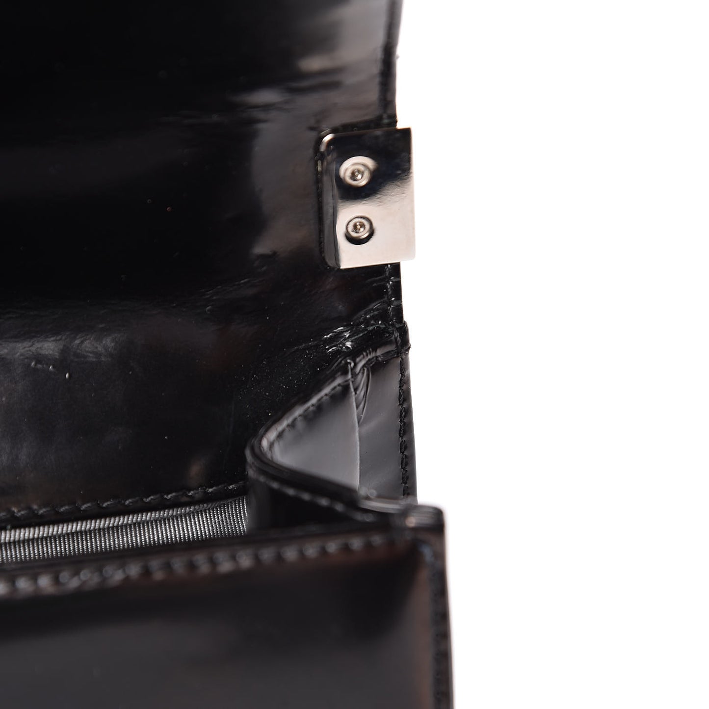Glazed Calfskin Small Boy Flap Black