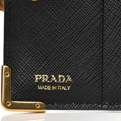 Prada Saffiano Cahier Compact Flap Wallet Black 5 of 7