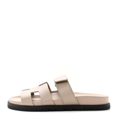 Hermes Calfskin Womens Chypre Sandals 36.5 Beige Mastic 1 of 9
