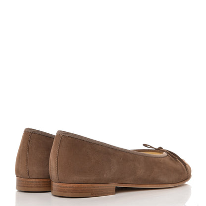 Chanel Suede Bull Cap Toe CC Ballerina Flats 35 Brown 4 of 9