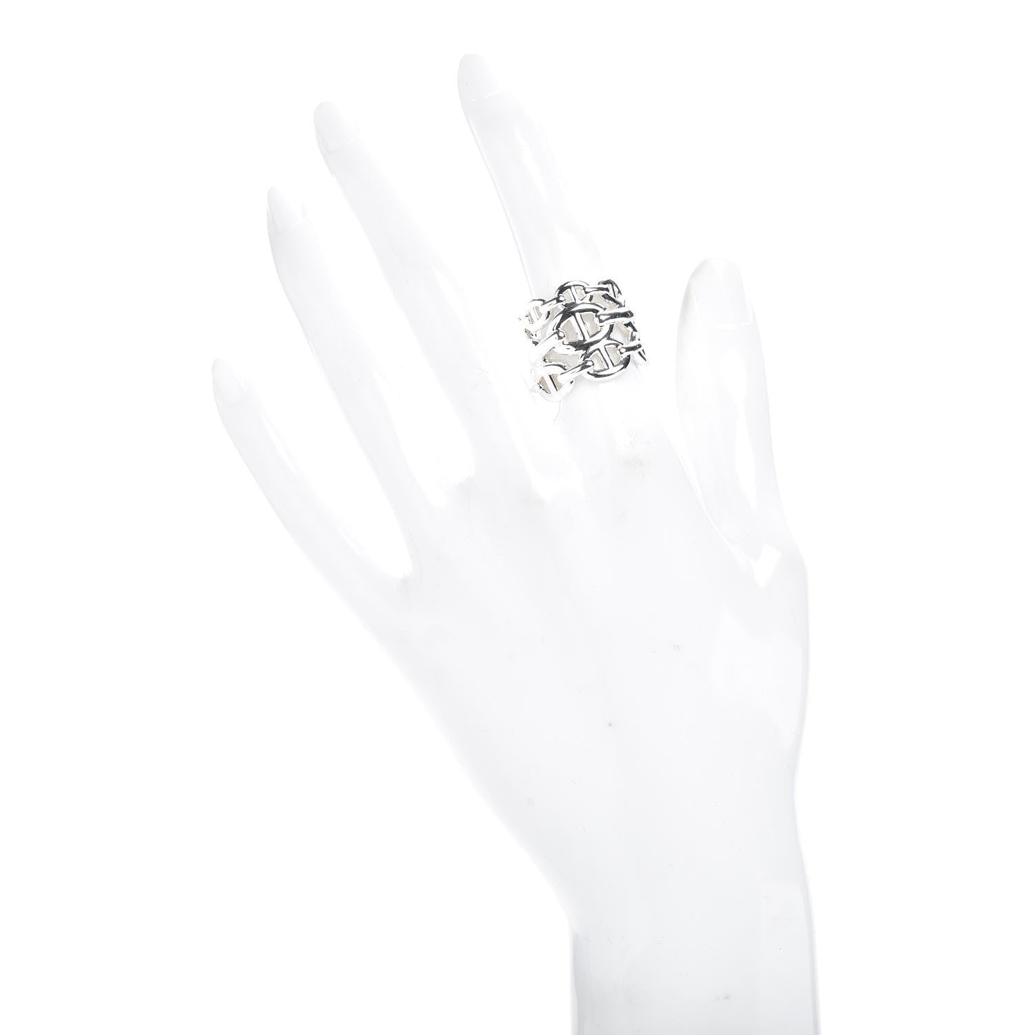 Hermes Sterling Silver GM Chaine d'Ancre Enchainee Band Ring 51 5.75 2 of 4