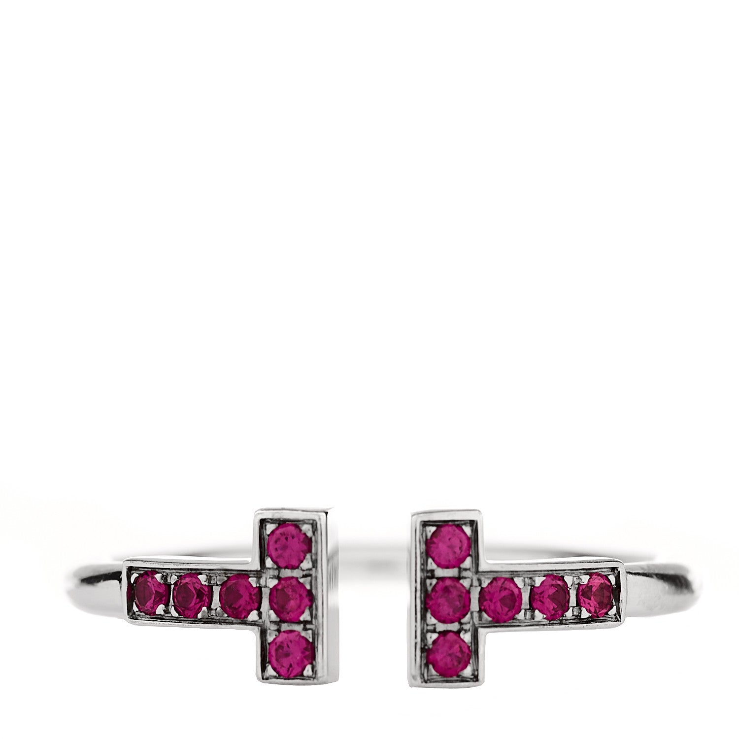Tiffany 18K White Gold Ruby T Wire Ring 51 5.75 1 of 4