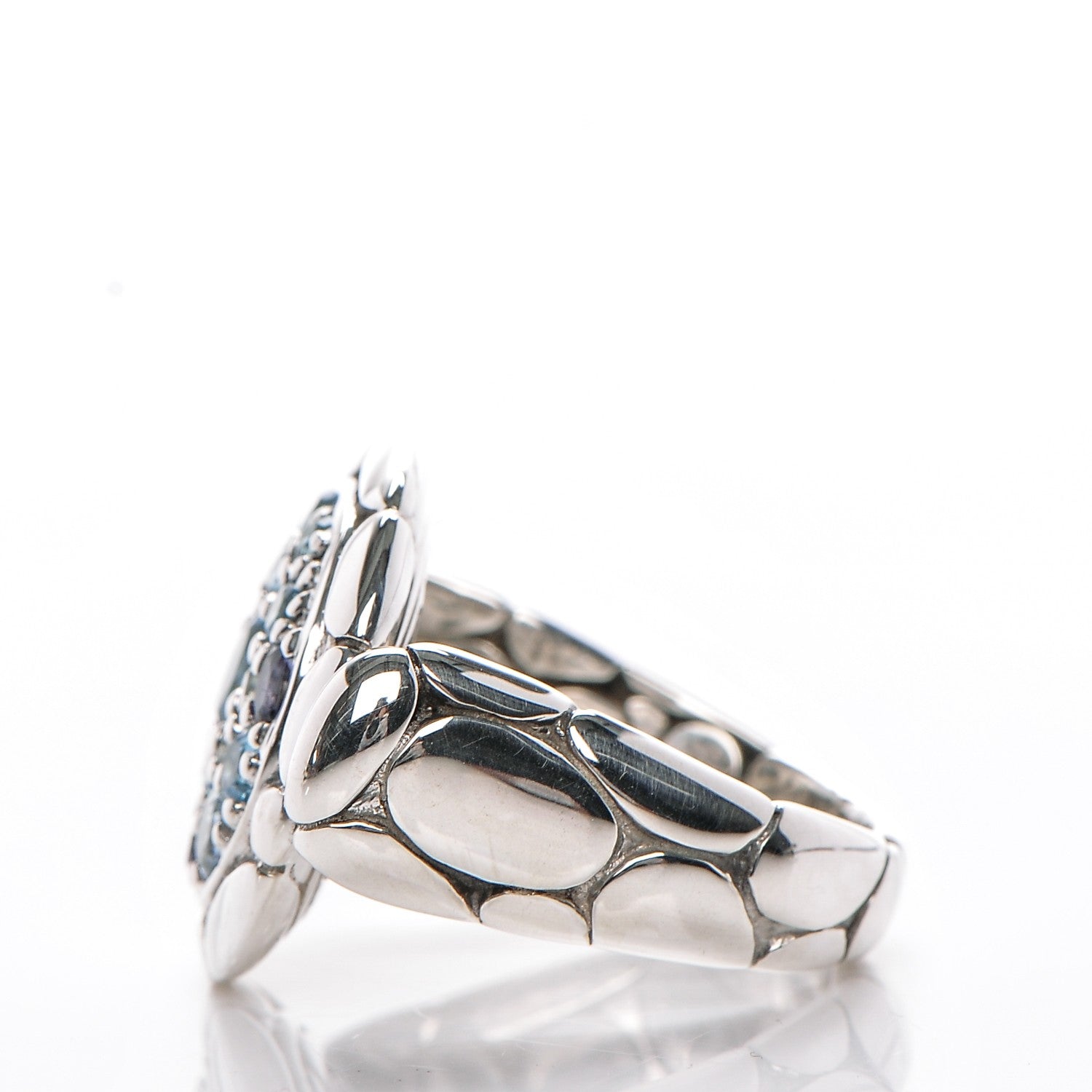 John Hardy Sterling Silver Topaz Iolite Aquamarine Kali Round Lava Ring 52 6 4 of 5