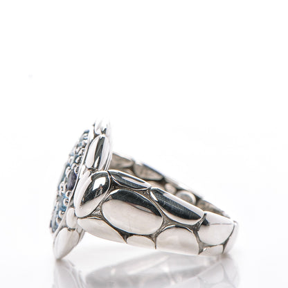 John Hardy Sterling Silver Topaz Iolite Aquamarine Kali Round Lava Ring 52 6 4 of 5