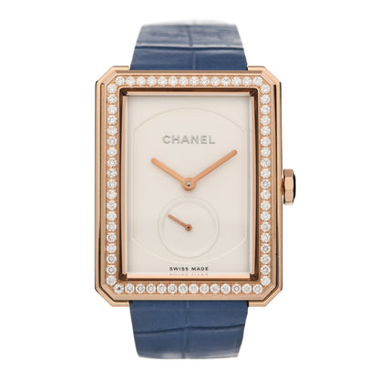 Chanel 18K Beige Gold Alligator Diamond Bezel 29mm Boy-Friend Manual Winding Watch 1 of 6