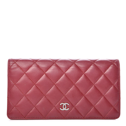 Chanel Lambskin Quilted Yen Wallet Red 1 of 15