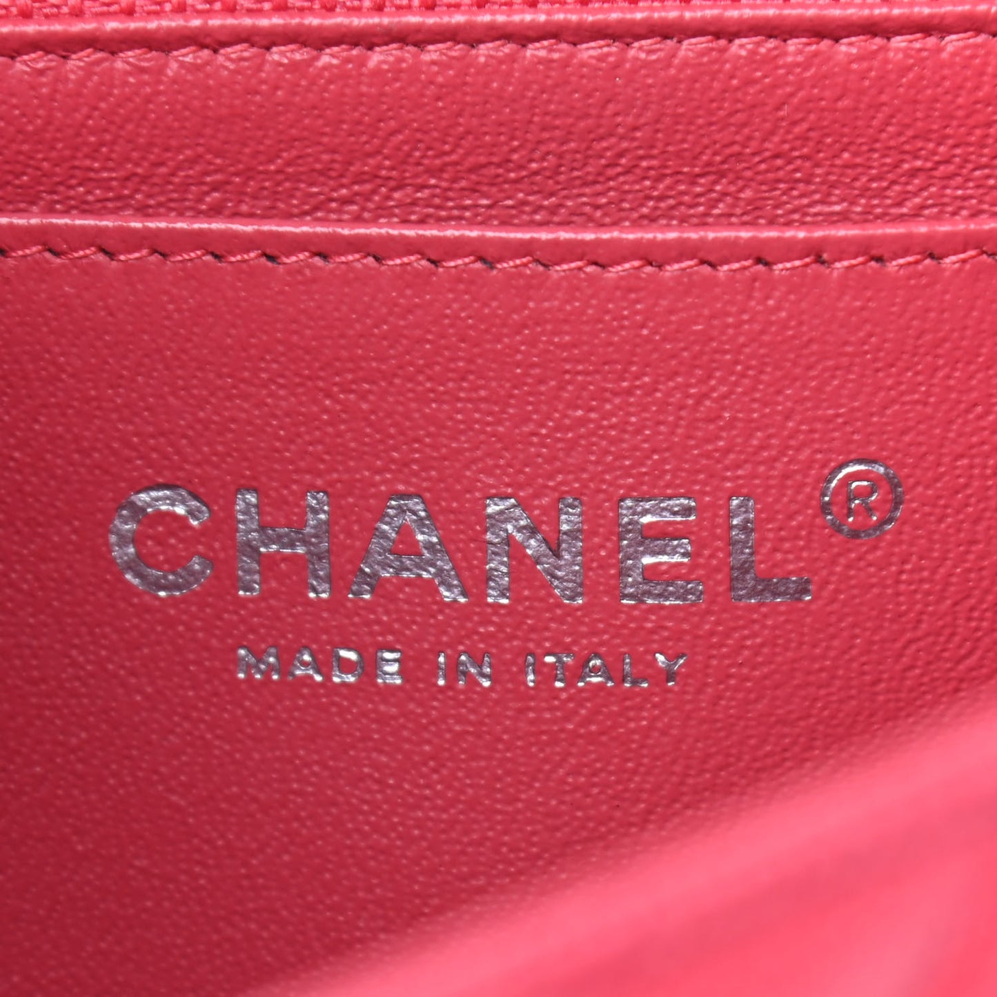 Caviar Chevron Quilted Mini Rectangular Flap Red