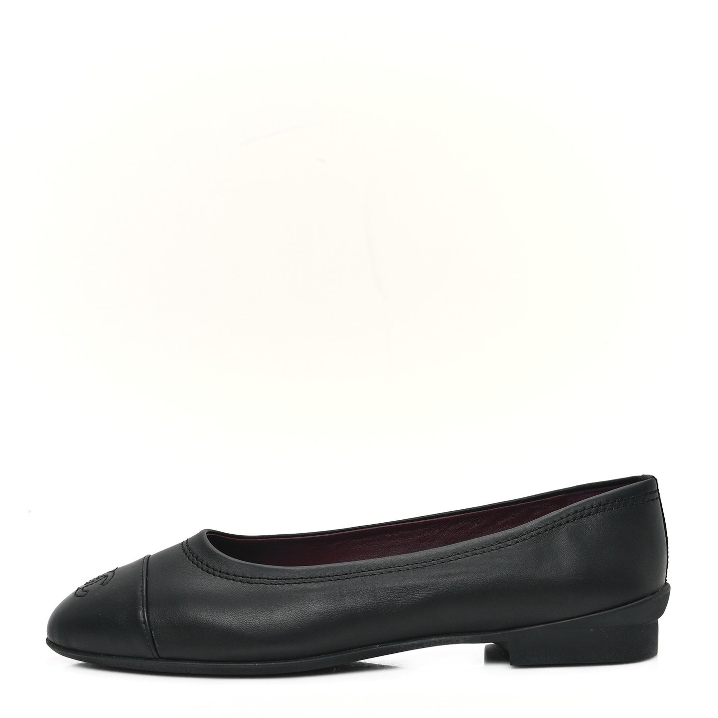 Lambskin Cap Toe CC Uniform Ballerina Flats 38.5 Black