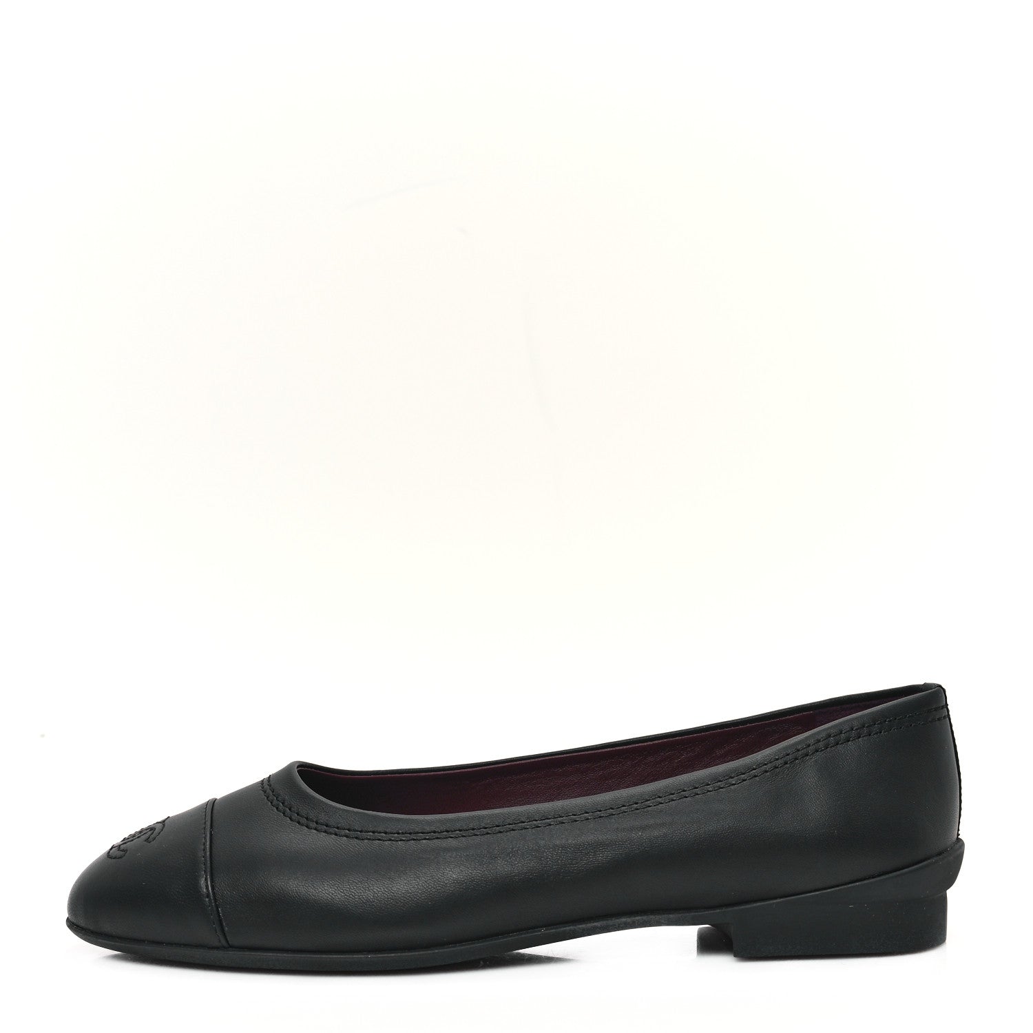 Chanel Lambskin Cap Toe CC Uniform Ballerina Flats 38.5 Black 1 of 10