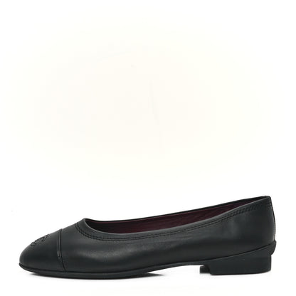Chanel Lambskin Cap Toe CC Uniform Ballerina Flats 38.5 Black 1 of 10
