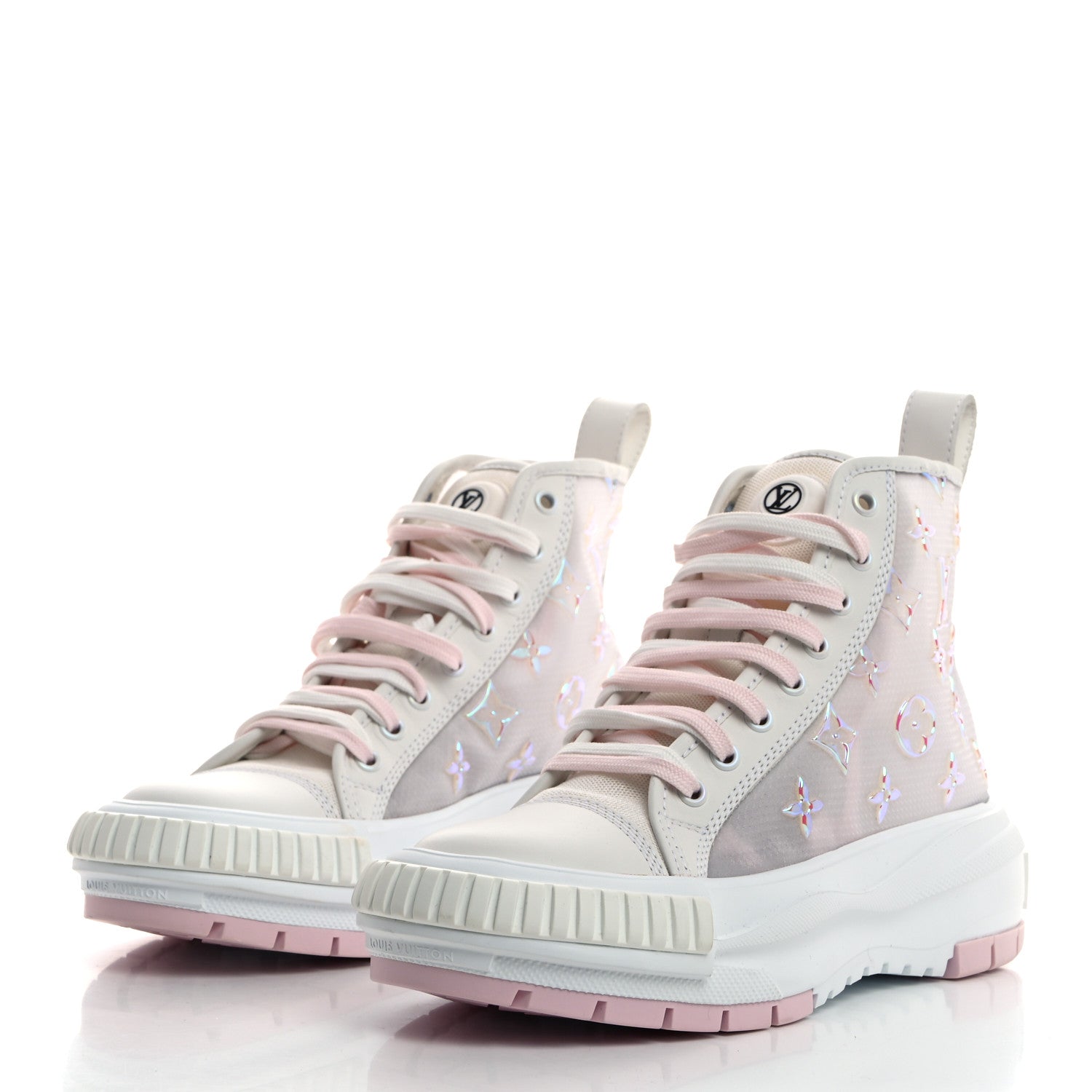 Louis Vuitton Iridescent Technical Mesh Monogram LV Squad Sneaker Boots 37 Rose Clair 3 of 9