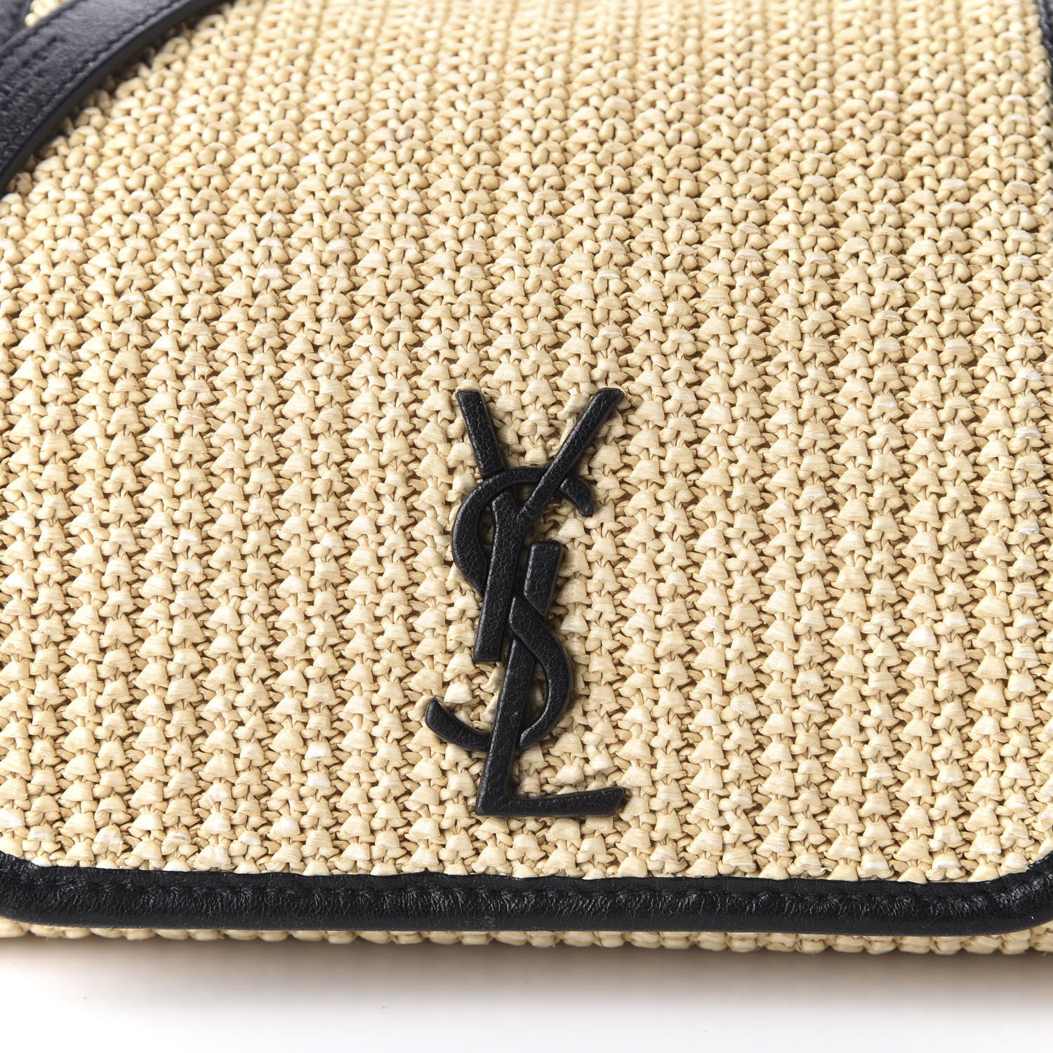 Saint Laurent Raffia Calfskin Small Nolita Shoulder Bag Natural Black 12 of 12